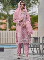 Organza Pink Eid Wear Embroidery Work Pakistani Suit